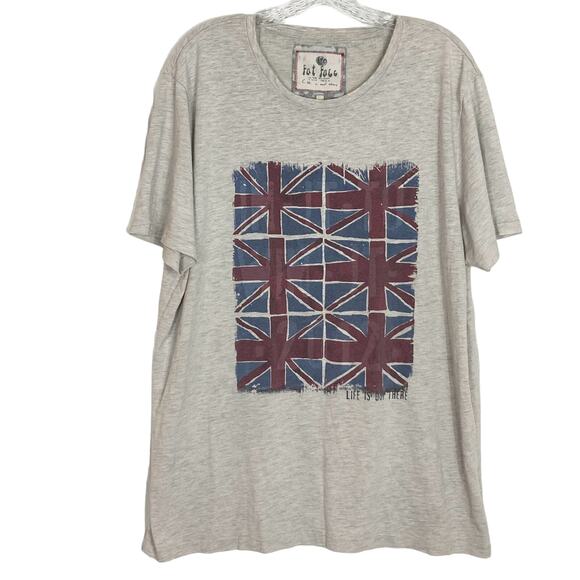 NWOT FATFACE Tshirt XL Graphic England Union Jack Flag Heathered Cotton Blend - Picture 1 of 6